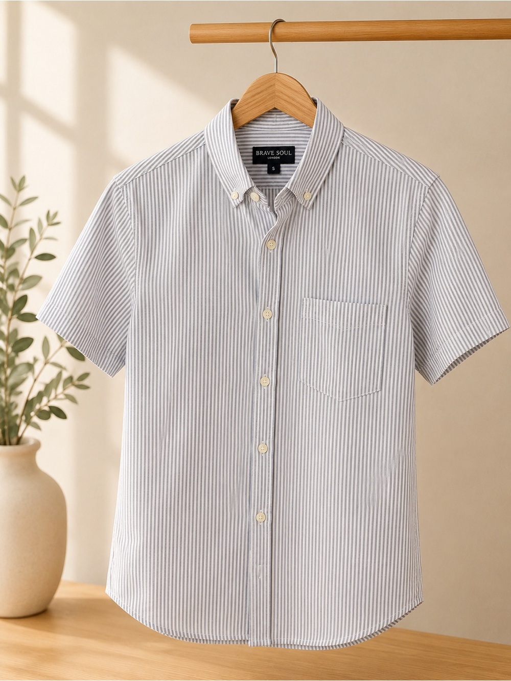 Brave Soul London Striped Button Down Shirt Size S